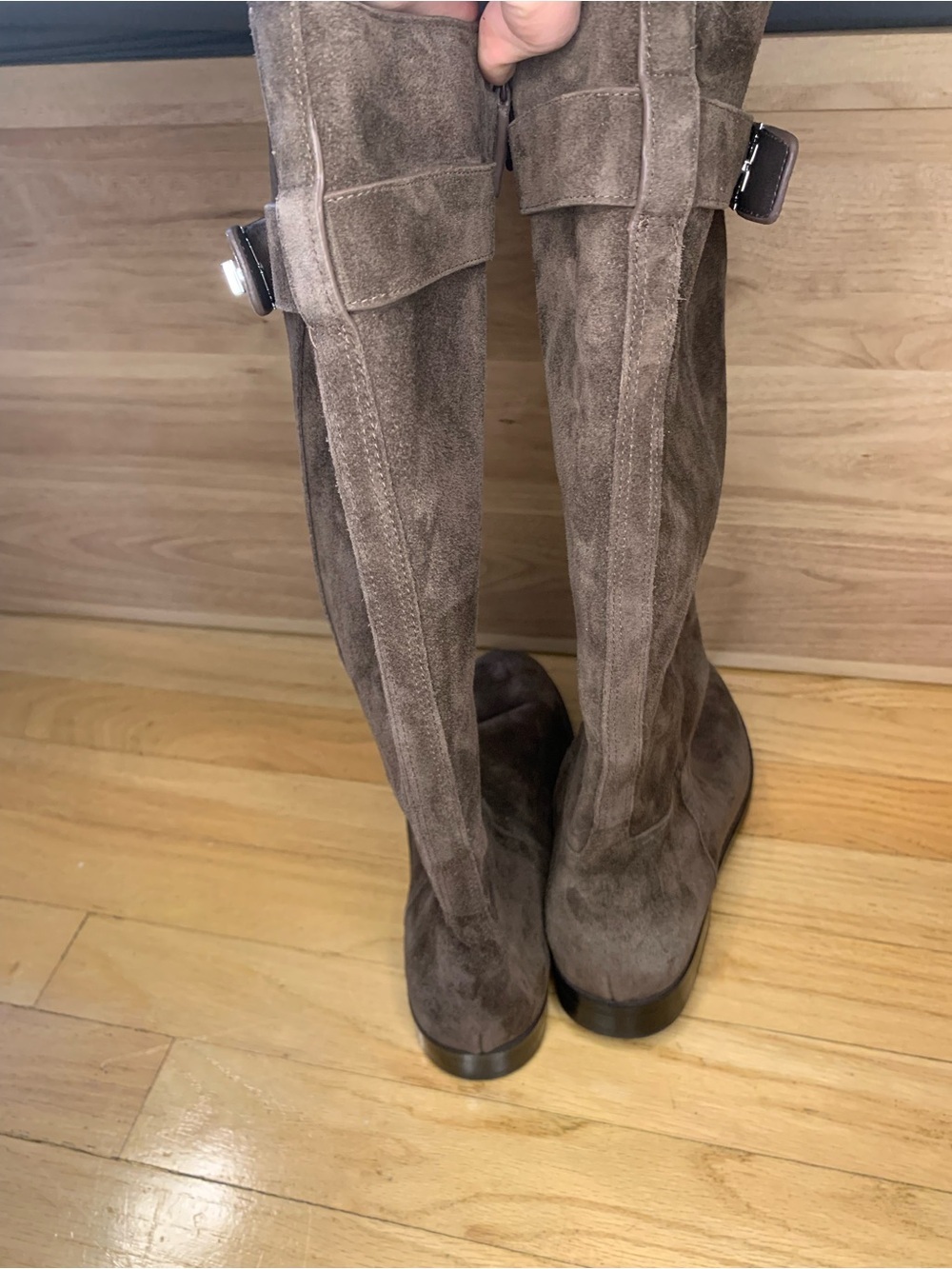 Tory Burch Brown T Lock Suede Riding Boots - Size 9 - Picture 4 of 7